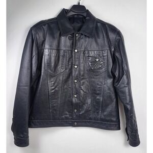 Excelled Budweiser True Music Black Motorcycle Leather Jacket Men's Size Large